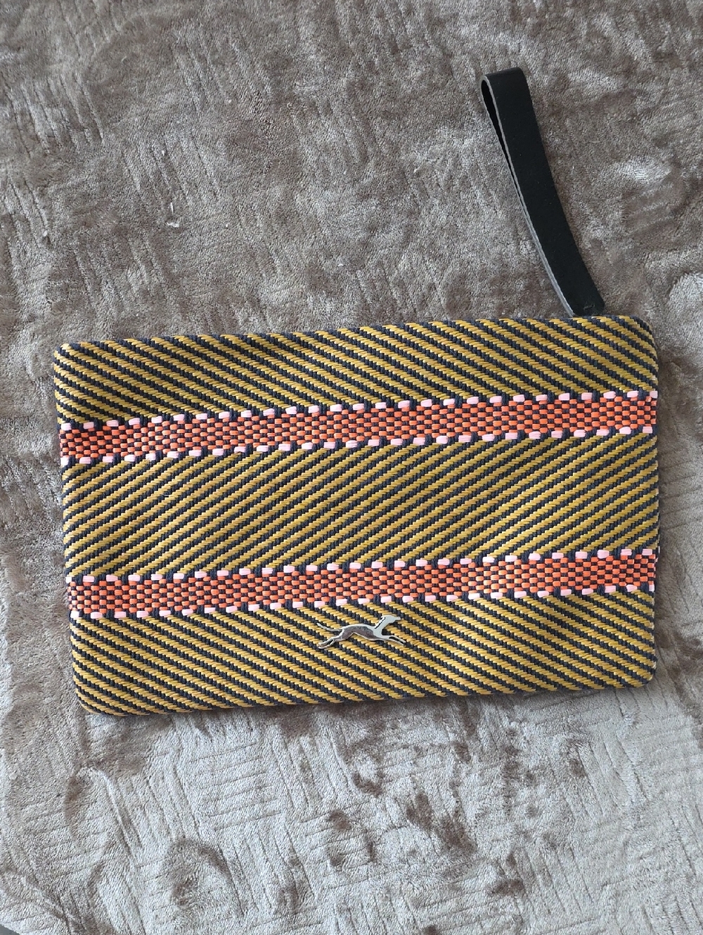 Handwoven Gold & Pink Stripe Clutch - Bimba Y Lola